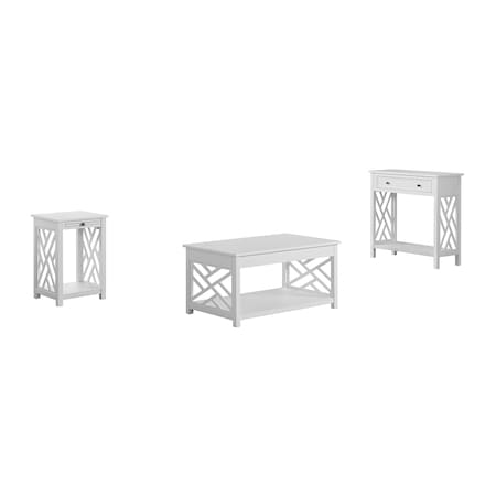 Alaterre Furniture Coventry 36" Coffee Table, End Table with Tray and Console/TV Table, Height: 18 ANCT021418WH